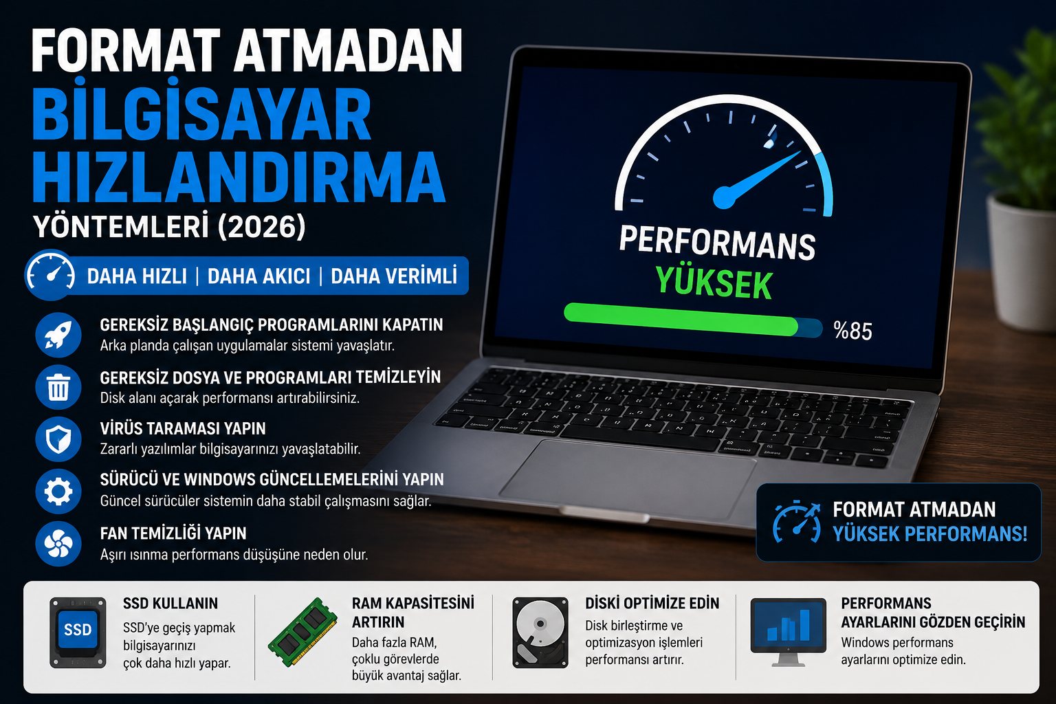 Format Atmadan Bilgisayar Hızlandırma Yöntemleri (2026)