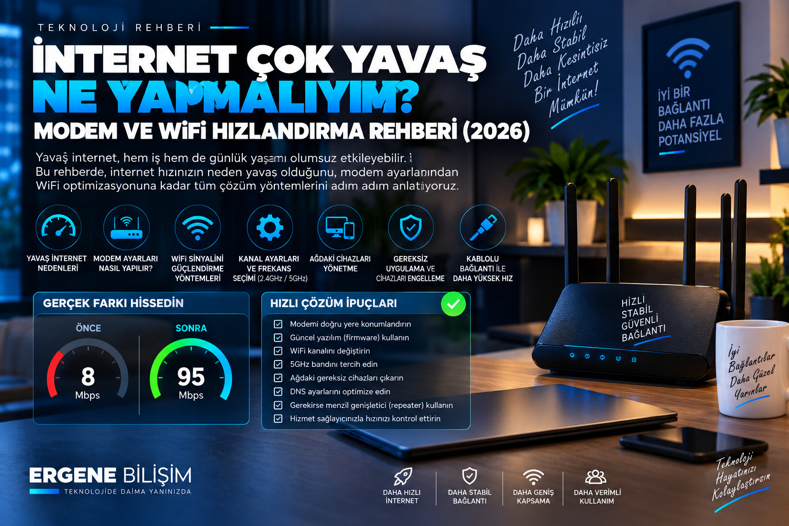 İnternet Çok Yavaş Ne Yapmalıyım? Modem ve WiFi Hızlandırma Rehberi (2026)